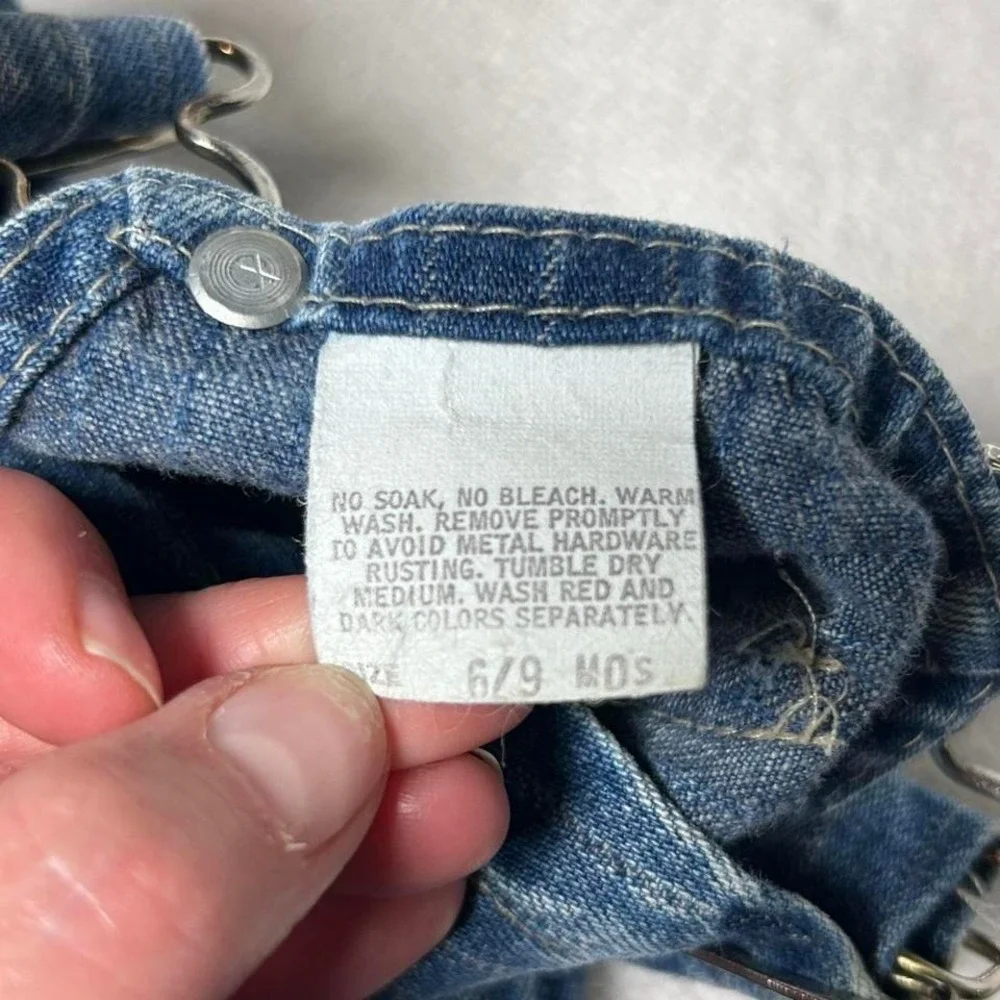 Vintage OSHKOSH B'GOSH Overalls Vestbak Bibs Blue Pinstripe Railroad USA 6/9 mos